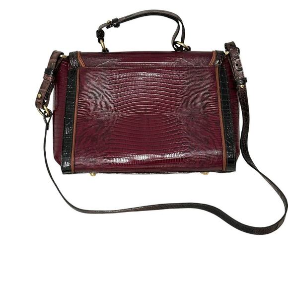 Brahmin Melbourne Leather Red/Black Oxford Flap Satchel - Picture 6 of 15